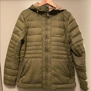 Prana puffer puffy winter coat jacket olive green